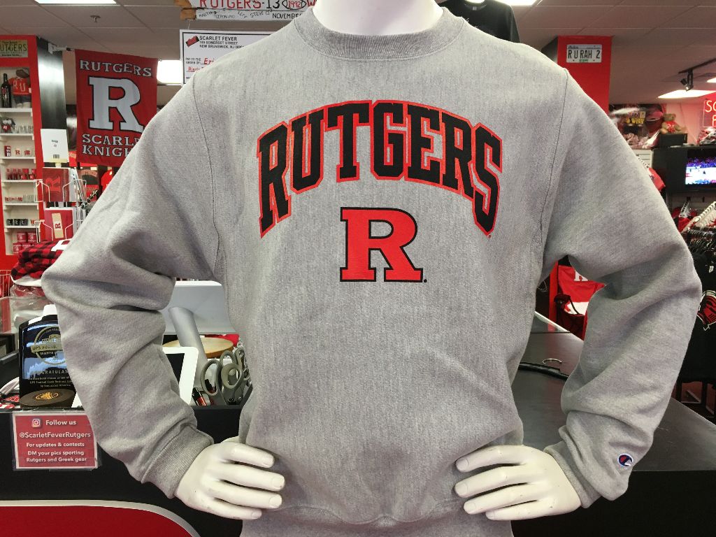 Rutgers Champion Reverse Weave Crewneck Oxford Grey