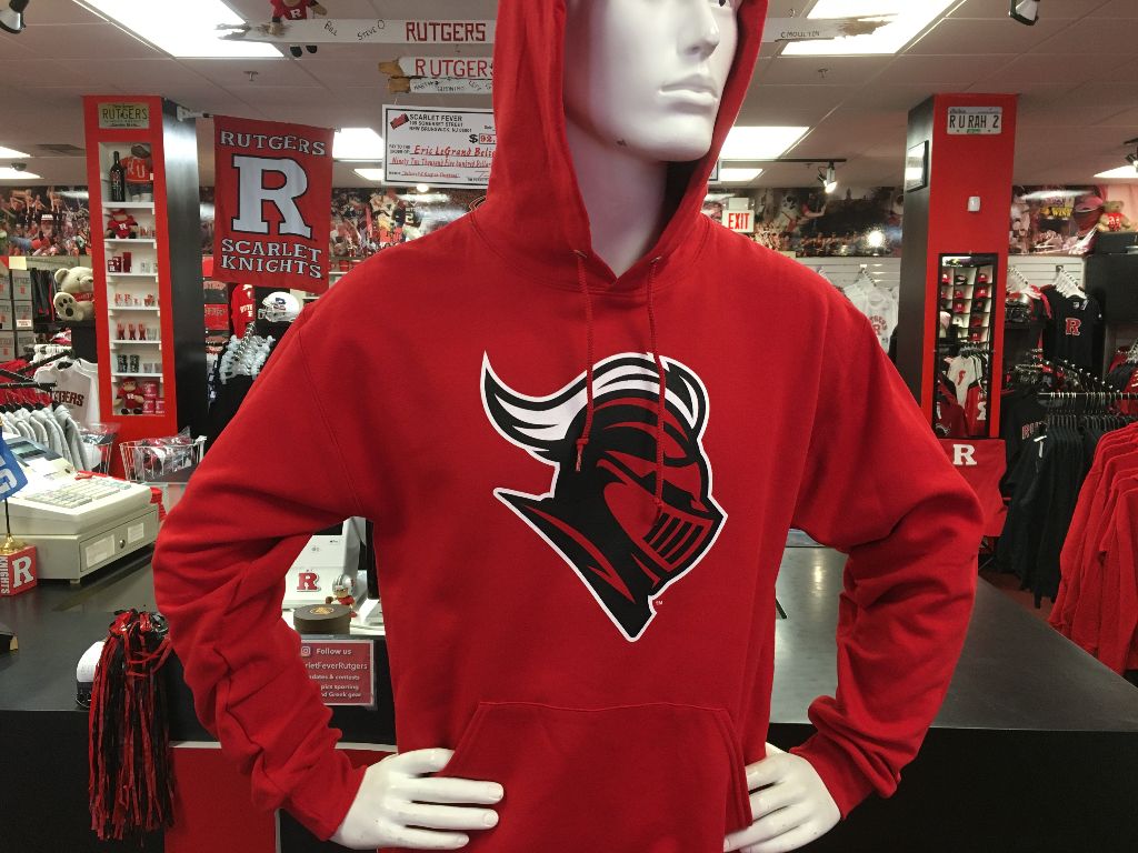 Rutgers Knight Head Hood in Red Scarlet Fever Rutgers Gear