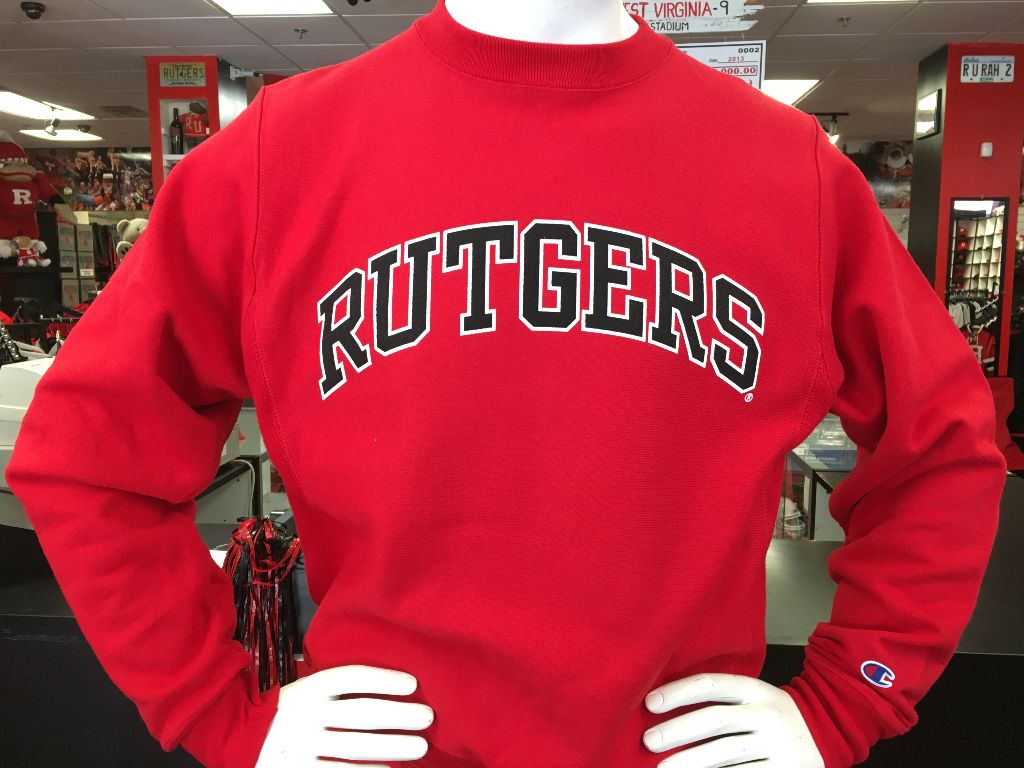Rutgers Reverse Weave Crewneck Red - Scarlet Fever Rutgers Gear