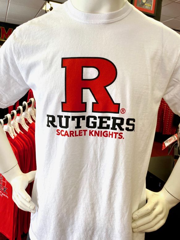 Rutgers Comfort Colors R Tee in White - Scarlet Fever Rutgers Gear