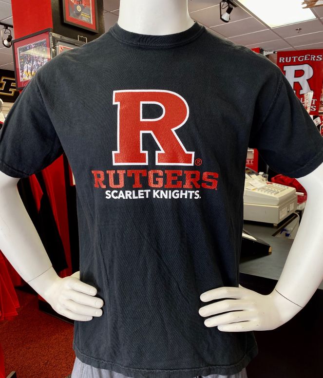 Rutgers Comfort Colors R Tee in Black - Scarlet Fever Rutgers Gear