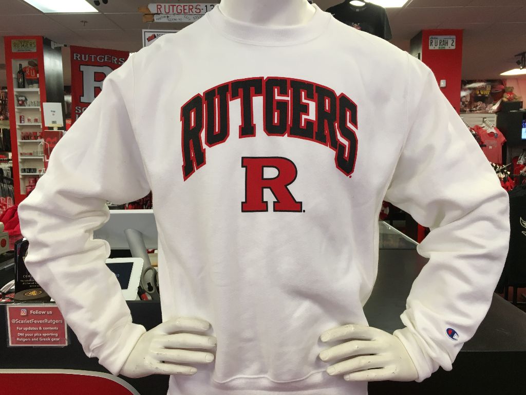 Rutgers Champion Reverse Weave Crewneck White