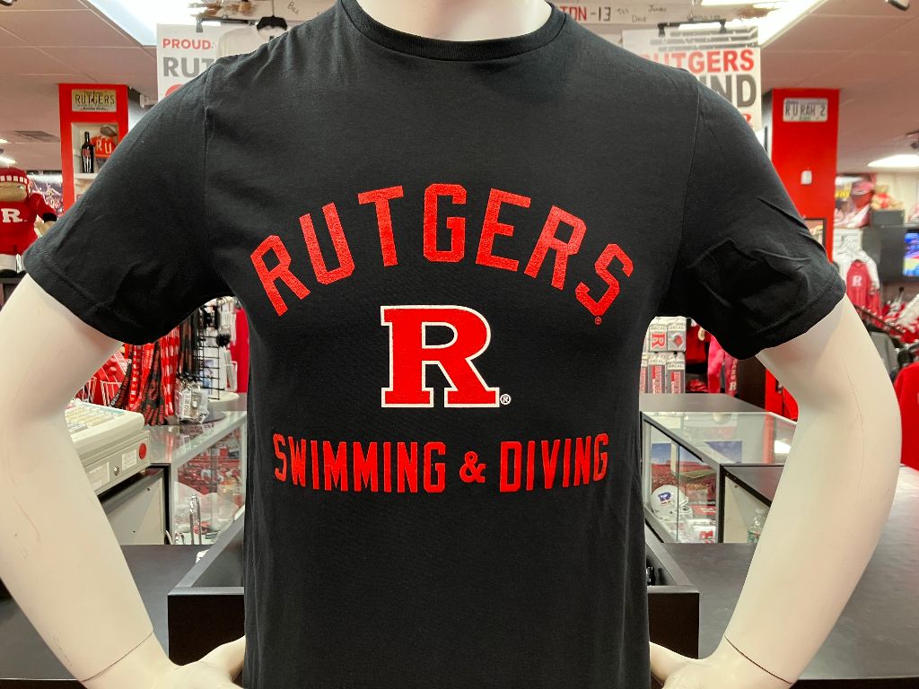 Rutgers Sports T Black Swimming and Diving - Scarlet Fever Rutgers Gear